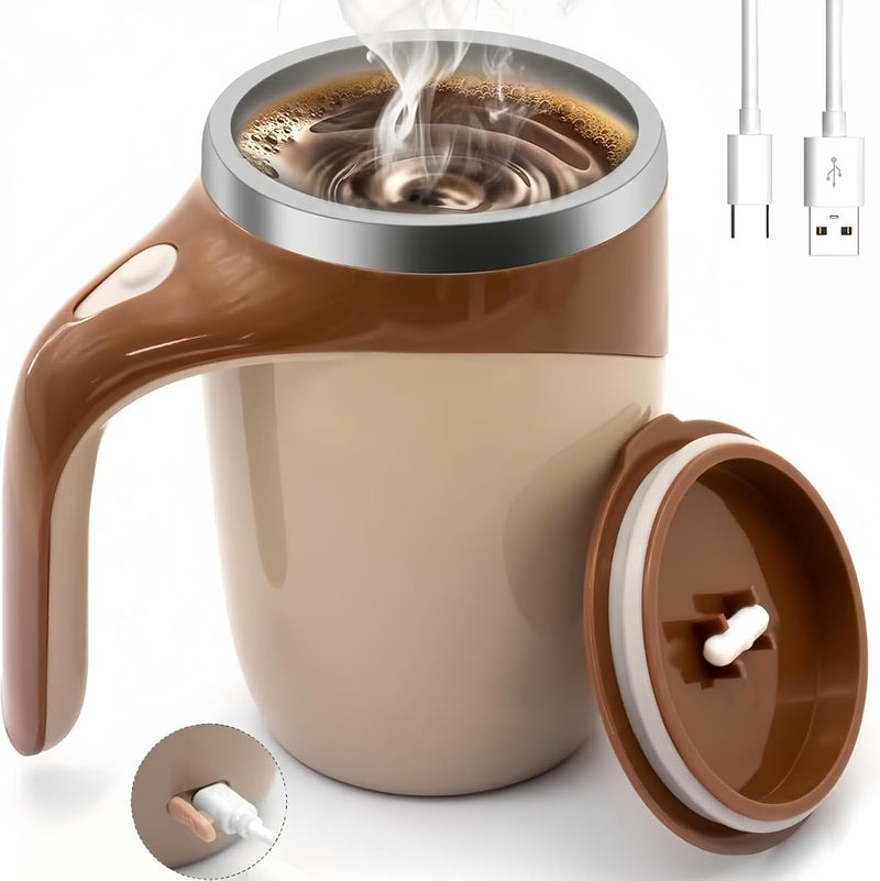 Jieclem Rechargeable Self-Stirring Coffee Mug, 2025 Upgrade, Automatic Magnetic Stirring, Stainless Steel, Portable, with Lid (Coffee) - Image 1